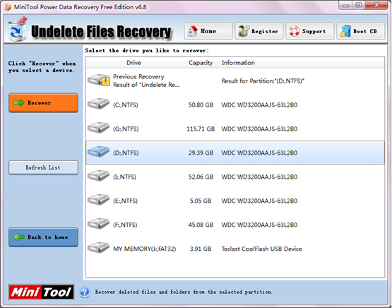 deleted-outlook-email-recovery-select-target-partition